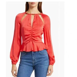 Veronica Beard Women's Cropped Blouse size 12 Long Sleeve Party Top